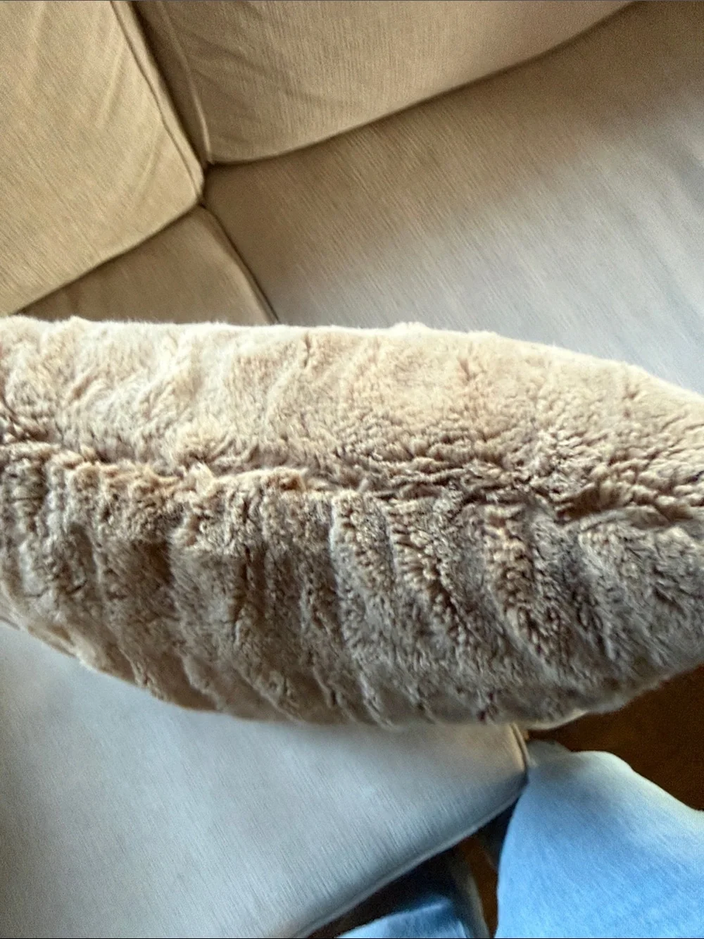 Pottery Barn Ruched Faux Fur Throw Pillows - Taupe Brown 1 available